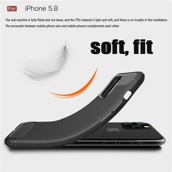 For Apple iPhone 13 Pro Max Carbon Fiber Shockproof Texture Case Soft TPU Cover