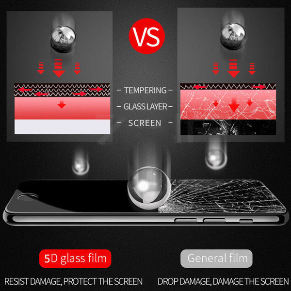 Tempered Glass For iPhone XS - Black  9D Full Cover Guard Screen Protector  UK