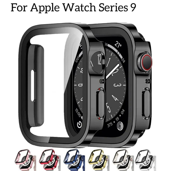 Hard Glass Case For Apple Watch 9 Series 41mm 45mm Screen Protector Cover