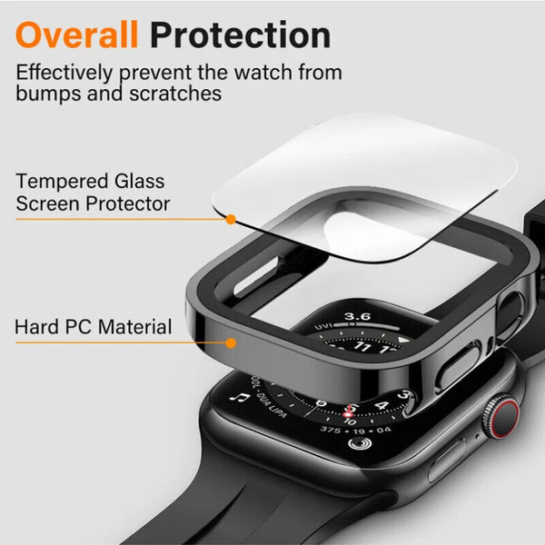 Hard Glass Case For Apple Watch 9 Series 41mm 45mm Screen Protector Cover