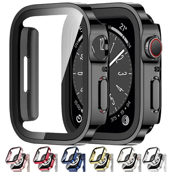 Hard Glass Case For Apple Watch 7 8 9 Series 41mm 45mm Screen Protector Cover