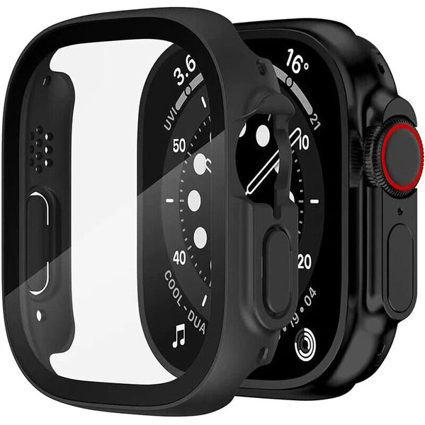 Hard Glass Case For Apple Watch 7 8 9 Series 41mm 45mm Screen Protector Cover