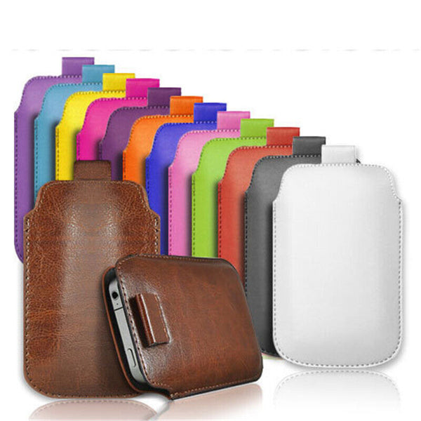 For Apple iPhone 14, 14 Pro Pull Tab Leather Pouch Case Ultra Slim Cover