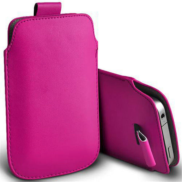 For Apple iPhone 14, 14 Pro Pull Tab Leather Pouch Case Ultra Slim Cover