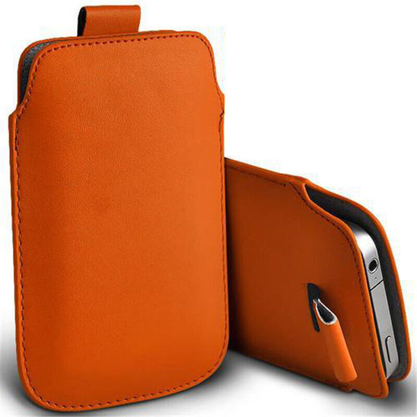 For Apple iPhone 14, 14 Pro Pull Tab Leather Pouch Case Ultra Slim Cover