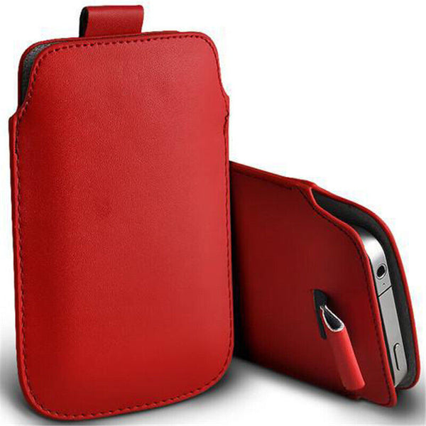 For Apple iPhone 14, 14 Pro Pull Tab Leather Pouch Case Ultra Slim Cover