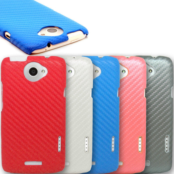 Carbon Fiber Inspired PU Leather Back Case Cover Skin Pouch For New HTC ONE X UK