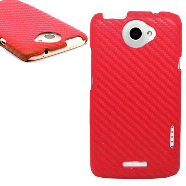 Carbon Fiber Inspired PU Leather Back Case Cover Skin Pouch For New HTC ONE X UK