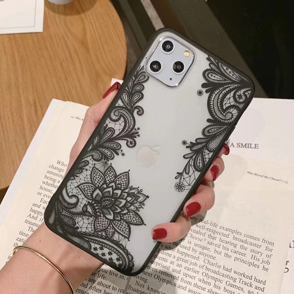 Case For iPhone 11 Pro Max Henna Lace Floral Shockproof Soft TPU Silicone Cover