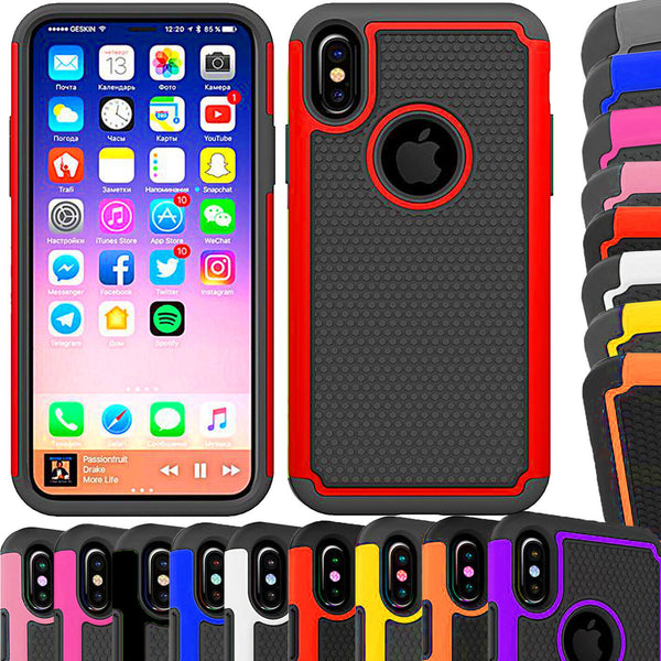 Shock Proof Dual Layer Silicone & Hard Case Cover For iPhone 8 7 6 5S 5