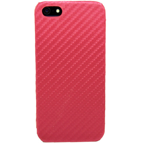 Carbon Fibre Inspired PU Leather Back Case Cover Skin For Apple iPhone 5, 5S,SE