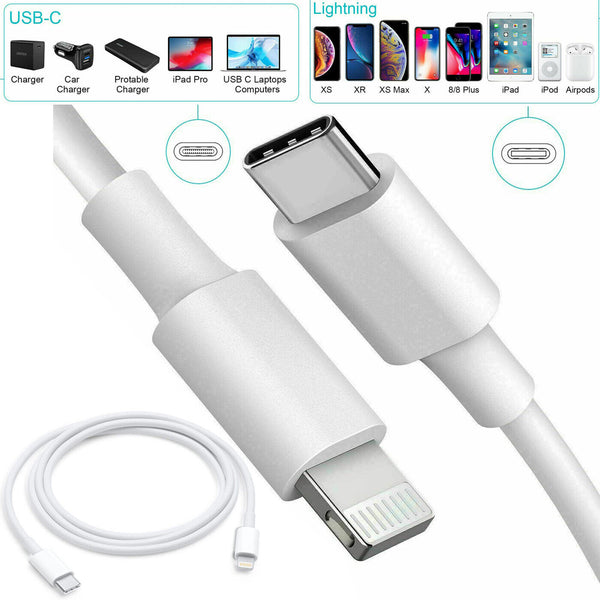 Fast 2 Meter Apple iPhone iPad Macbook USB-C Type C to 8 Pin Charging Cable UK