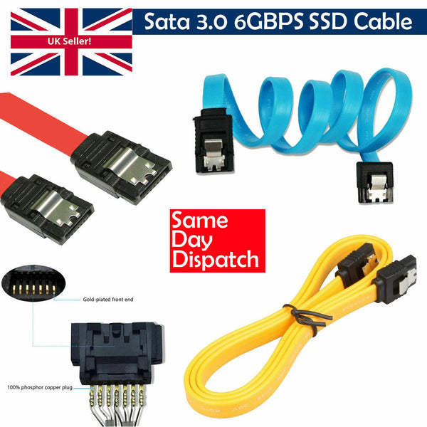 High-speed SATA III Data Cable 50CM Straight Locking Clips Hard Drive DVD Writer