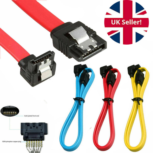 Cable L-Shape and Straight Data Lead 6 Pack 50cm Serial ATA SATA III 6GBps Lock