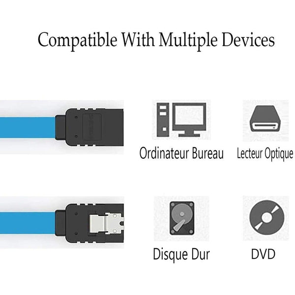 Cable L-Shape and Straight Data Lead 6 Pack 50cm Serial ATA SATA III 6GBps Lock