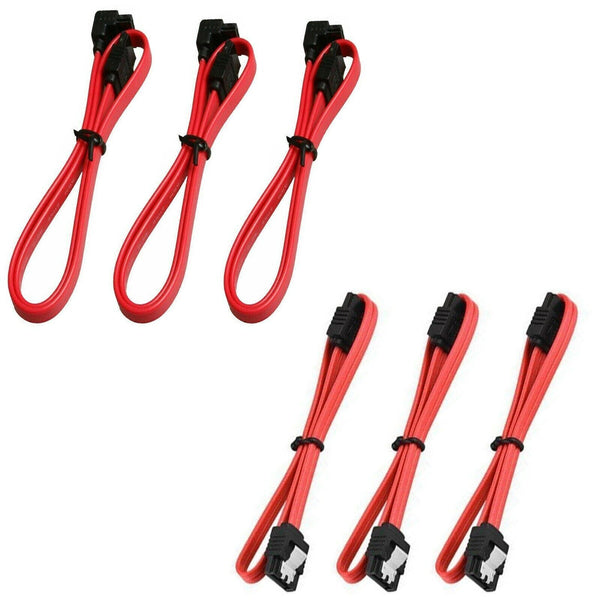 Cable L-Shape and Straight Data Lead 6 Pack 50cm Serial ATA SATA III 6GBps Lock