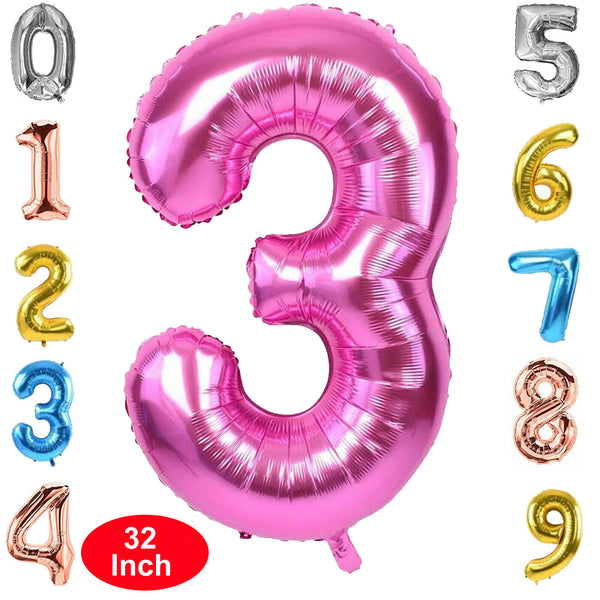 32" Foil Number Self Inflating Balloons Giant Birthday Age Party Wedding Balloon