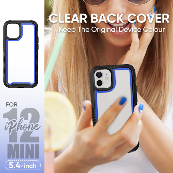 Heavy Duty Shockproof Hybrid Hard Tough Bumper Case For iPhone 12 Mini PC Cover