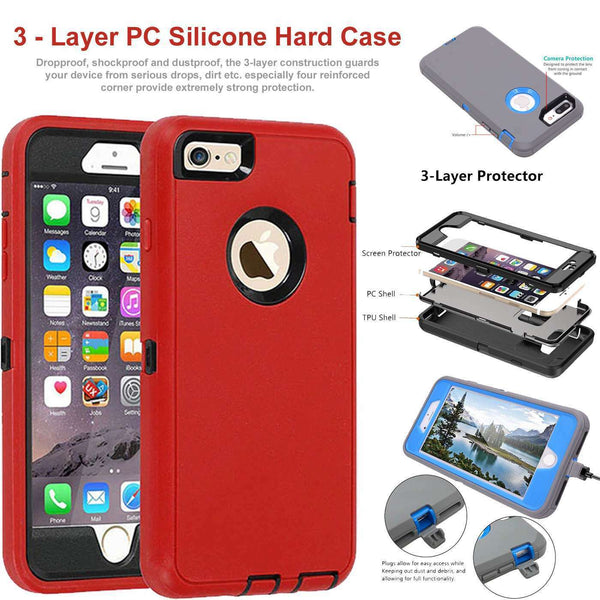 For iPhone 8 7 Plus Shockproof Silicone Shell Cover Heavy Duty Armor Case UK