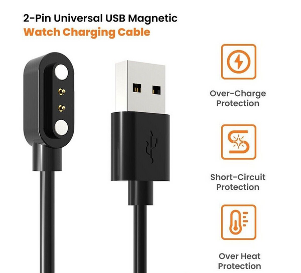 2-Pin 2.84mm Universal USB Data Charging Cable Magnetic Charger for Smart Watch