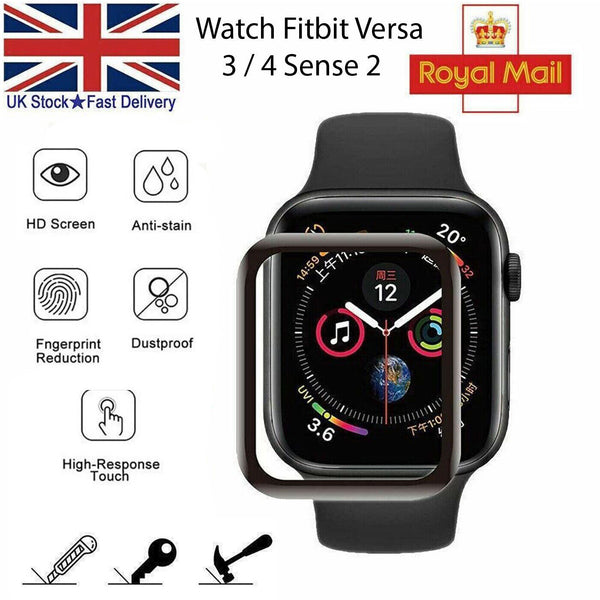 9D Screen Protector For Fitbit Versa 3 4 Sense 2 Watch Film Tempered Glass