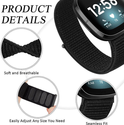 Replacvement Sports Nylon Loop For Fitbit Versa 4 Woven Watch Band Strap