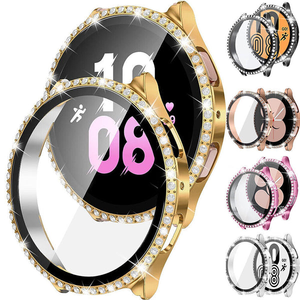 Bling Glass Screen Protector For Galaxy Watch 4 5 (40mm 44mm) Diamond Case Cover