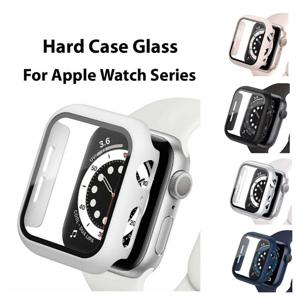 For Apple Watch 5 6 7 8 9 SE Ultra 2 40 44mm Hard Glass Screen Protector Case Cover