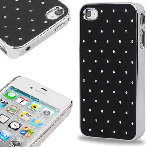 Luxury Bling Diamond Diamante Chrome Design Case Cover For Apple iPhone 4 4S UK