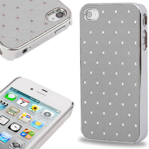 Luxury Bling Diamond Diamante Chrome Design Case Cover For Apple iPhone 4 4S UK