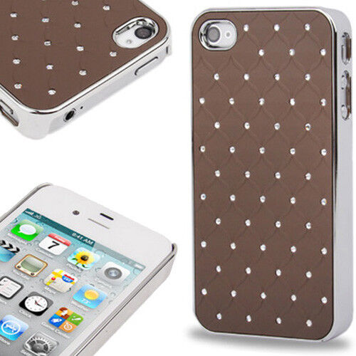 Luxury Bling Diamond Diamante Chrome Design Case Cover For Apple iPhone 4 4S UK