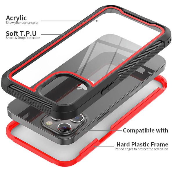 For iPhone 12 Pro Max Case Shockproof Hybrid Hard Clear Back Tough Bumper Cover