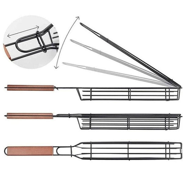 4X BBQ Grill Basket Net Kebab Barbecue Grilling Meat Vegetable Holder Tools-UK