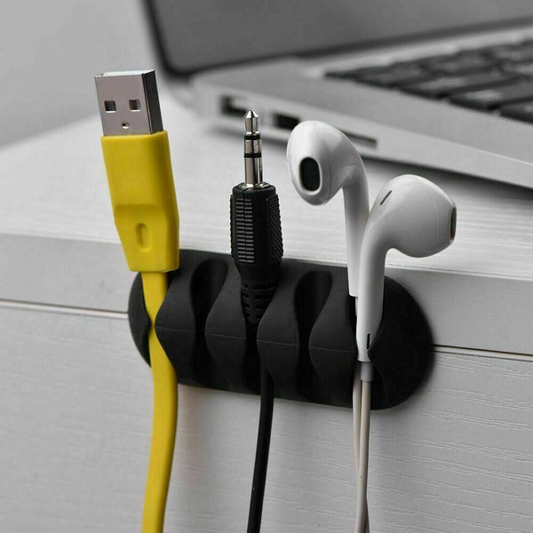 3 Pack Cable Wire Cord Lead Drop Clips USB Charger Holder Tidy Desk Organizer