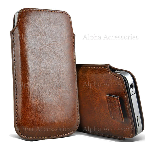 Pull Tab Case For Apple iPhone XS Premium Leather Pouch Slide In Cover Holster