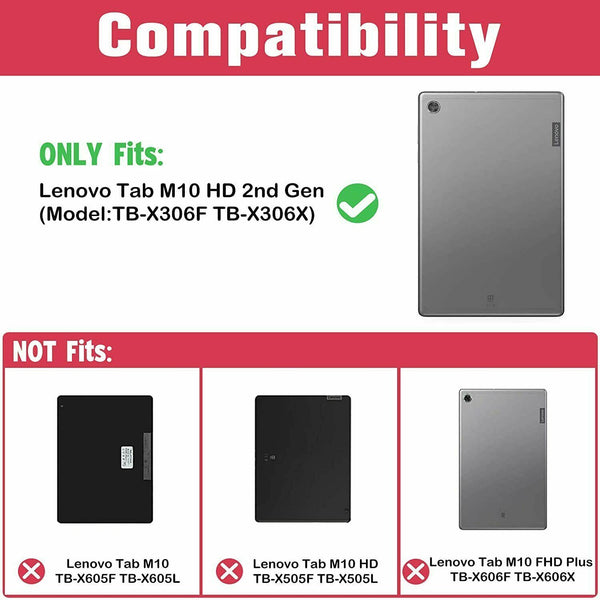 2 Pack Tempered Glass For Lenovo Tab M10 HD (TB-X306) 2nd Gen 10.1 Screen Cover