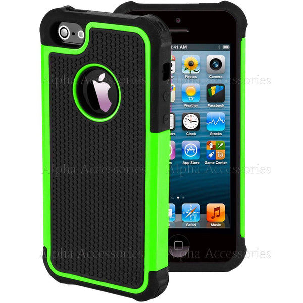 Shock Proof Dual Layer Silicone & Hard Defender Case Cover Apple iPhone 5, 5S SE