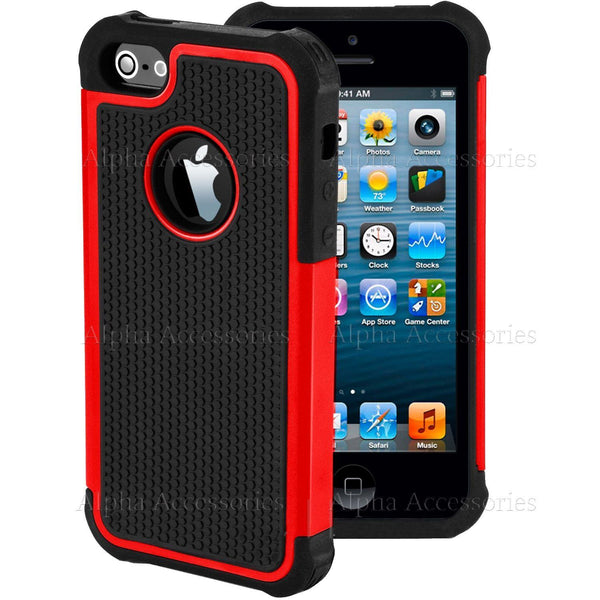 Shock Proof Dual Layer Silicone & Hard Defender Case Cover Apple iPhone 5, 5S SE