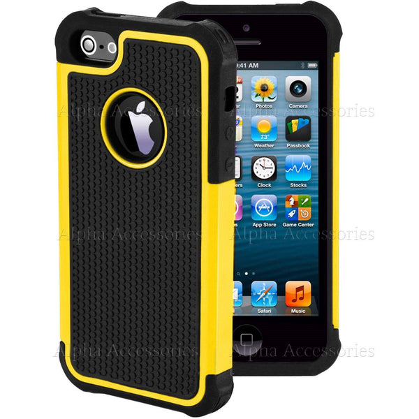 Shock Proof Dual Layer Silicone & Hard Defender Case Cover Apple iPhone 5, 5S SE