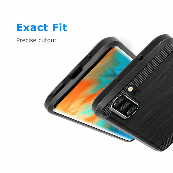 Case For Huawei P30 Lite / P30 Pro Soft Carbon TPU Fiber Brushed Gel Tough Cover