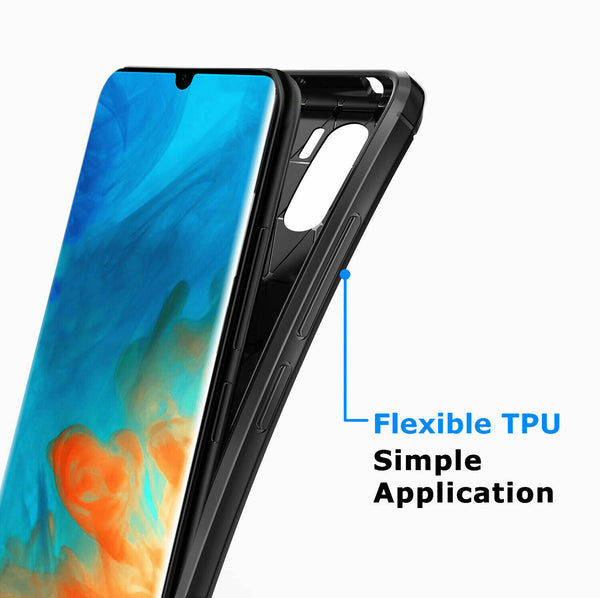 Case For Huawei P30 Lite / P30 Pro Soft Carbon TPU Fiber Brushed Gel Tough Cover