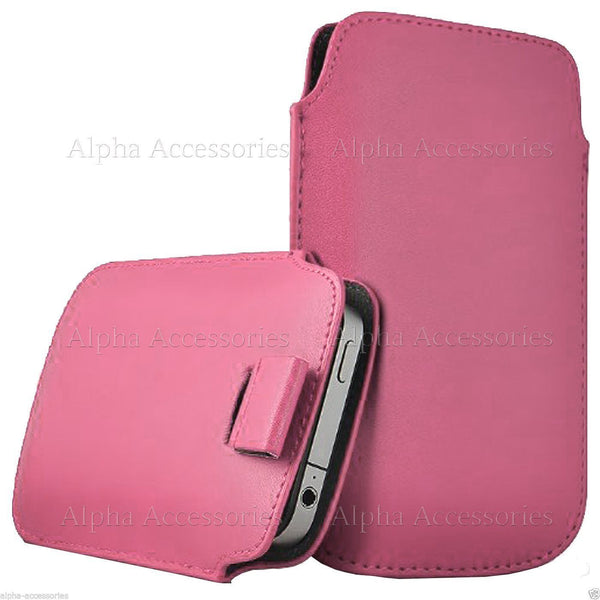 Premium Leather Pull Tab Pouch Case Cover Holster Bag For Various Mobile Phone