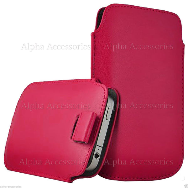 Premium Leather Pull Tab Pouch Case Cover Holster Bag For Various Mobile Phone