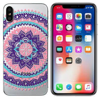 Slim TPU Gel Skin Case Cover For iPhone XS, 10 - Henna Blue/Pink - Alpha Accessories