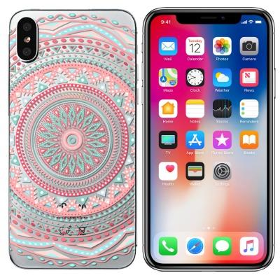 Slim TPU Gel Skin Case Cover For iPhone X, 10 - Henna Pink/Green - Alpha Accessories