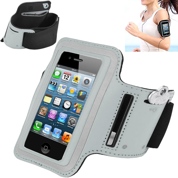 Sports Running Armband Case Cover For Apple iPhone - Silver - Alpha Accessories