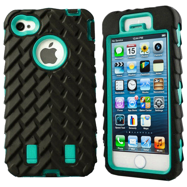 Tyre Grain Heavy Duty Hybrid Case Cover for iPhone SE / 5s / 5 - Aqua - Alpha Accessories