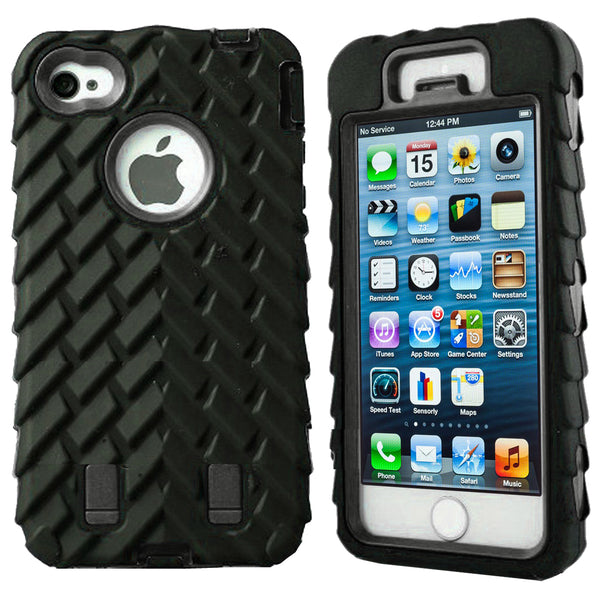 Tyre Grain Heavy Duty Hybrid Case Cover for iPhone SE / 5s / 5 - Black - Alpha Accessories