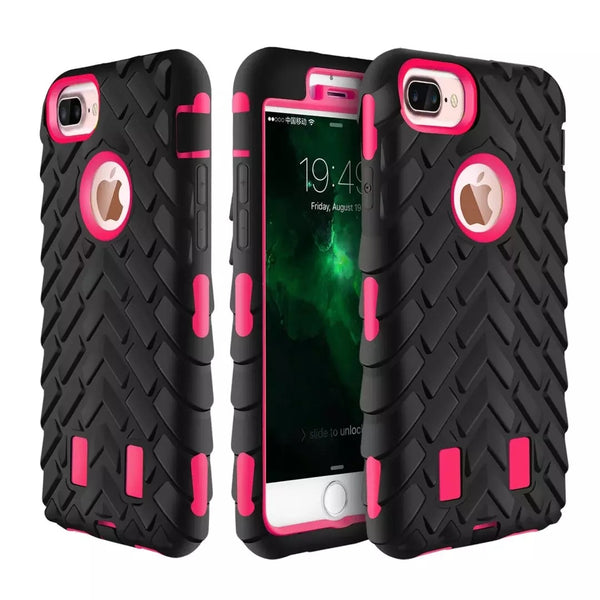 Tyre Grain Heavy Duty Hybrid Case Cover for iPhone 6 / 7 / 8 - Pink - Alpha Accessories