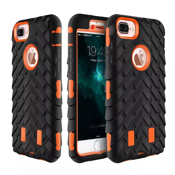 Tyre Grain Heavy Duty Hybrid Case Cover for iPhone 6 / 7 / 8 - Orange - Alpha Accessories